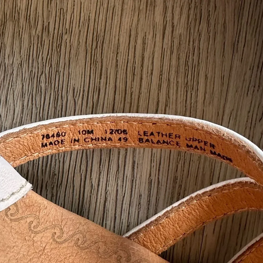 Clarks Artisan White Leather Espadrille Wedge Sandals Ankle Strap Size 10